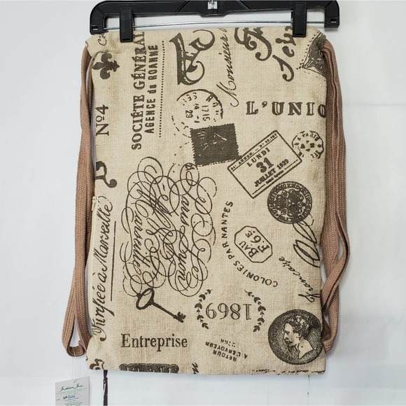 *SOLD* Indian Inc. Butterfly Boho Burlap Knapsack Bag - Picture 2 of 8